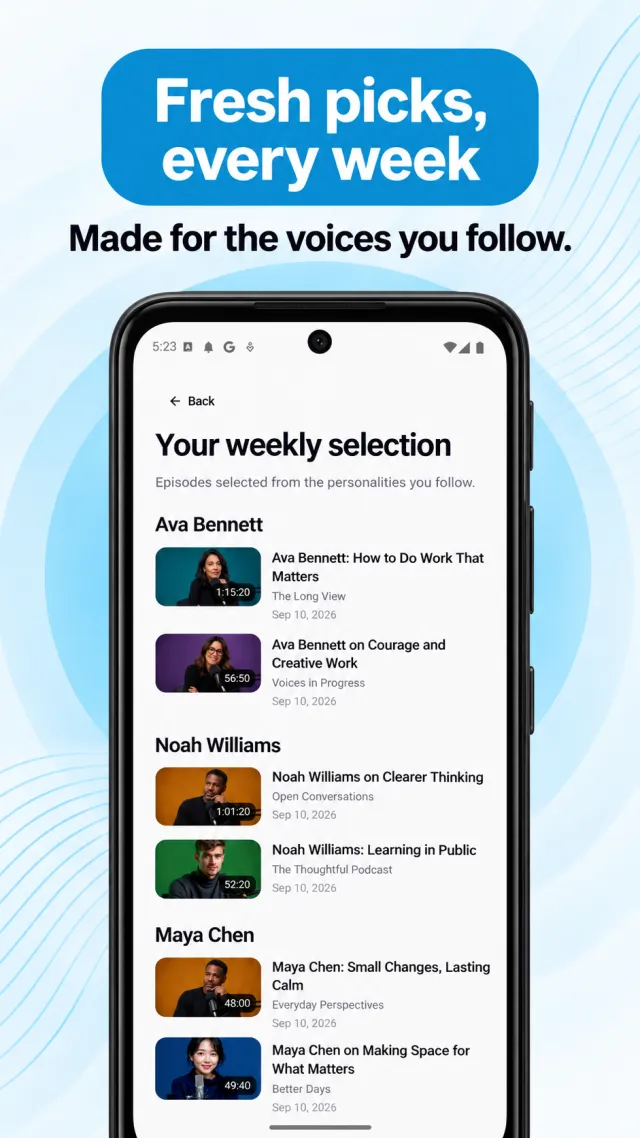 Fantrack weekly selection screen in English